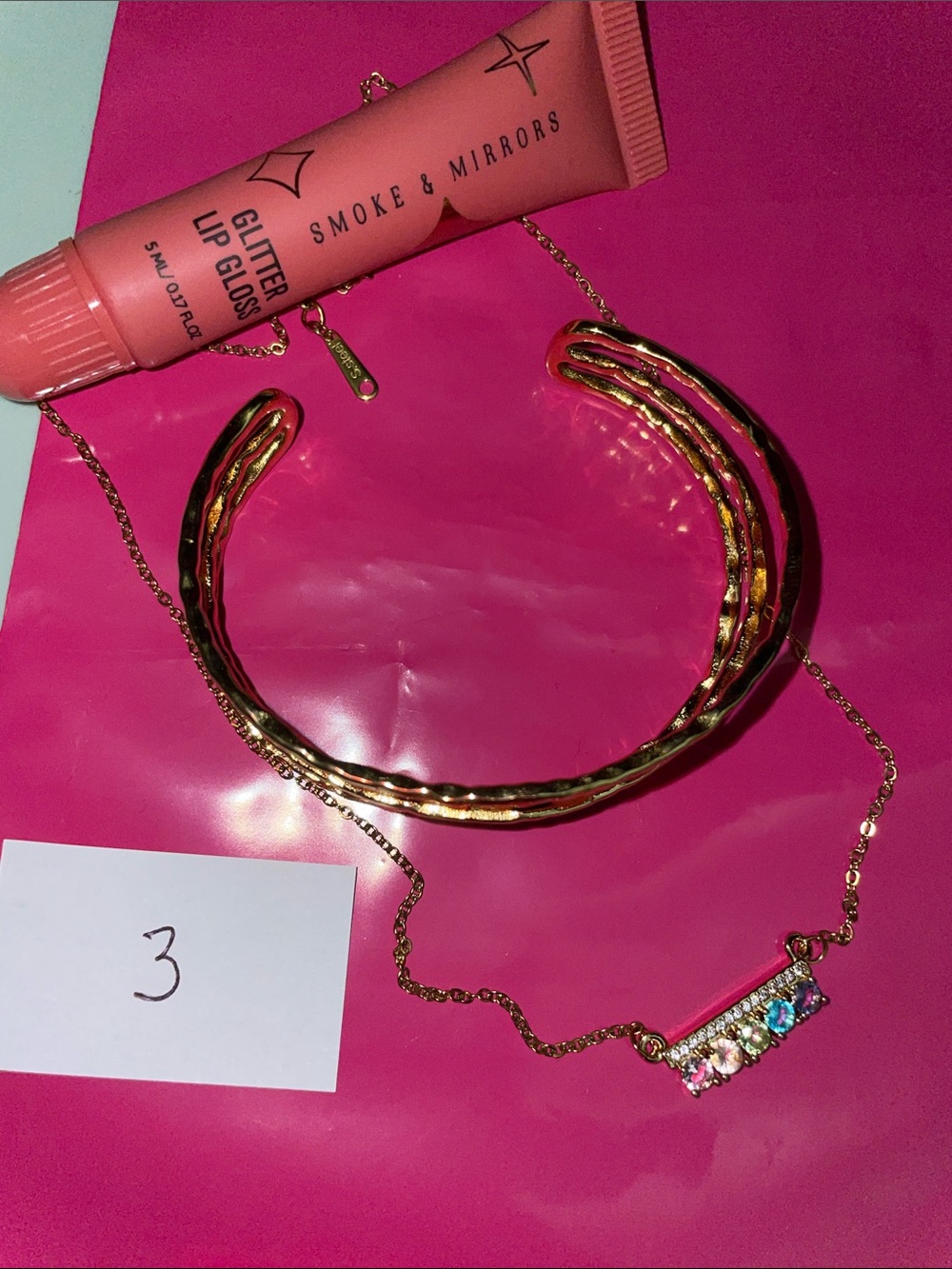 Pick One Jewelry and Lip Gloss Set - Pink, Gold, Brown - Picture 4 of 7